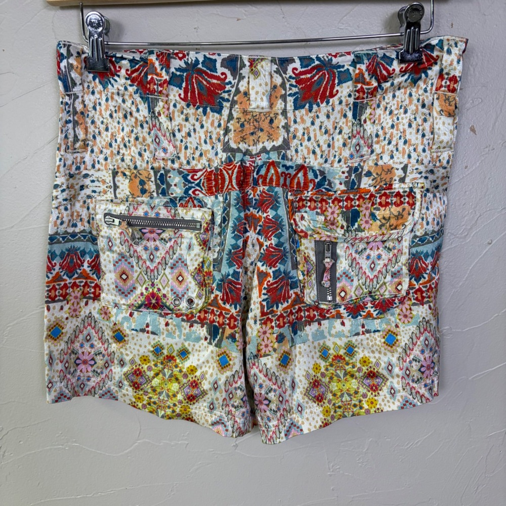 Johnny Was Patchwork Print Cargo Shorts Womens 2 Silky Boho Festival Eclectic - Picture 4 of 10